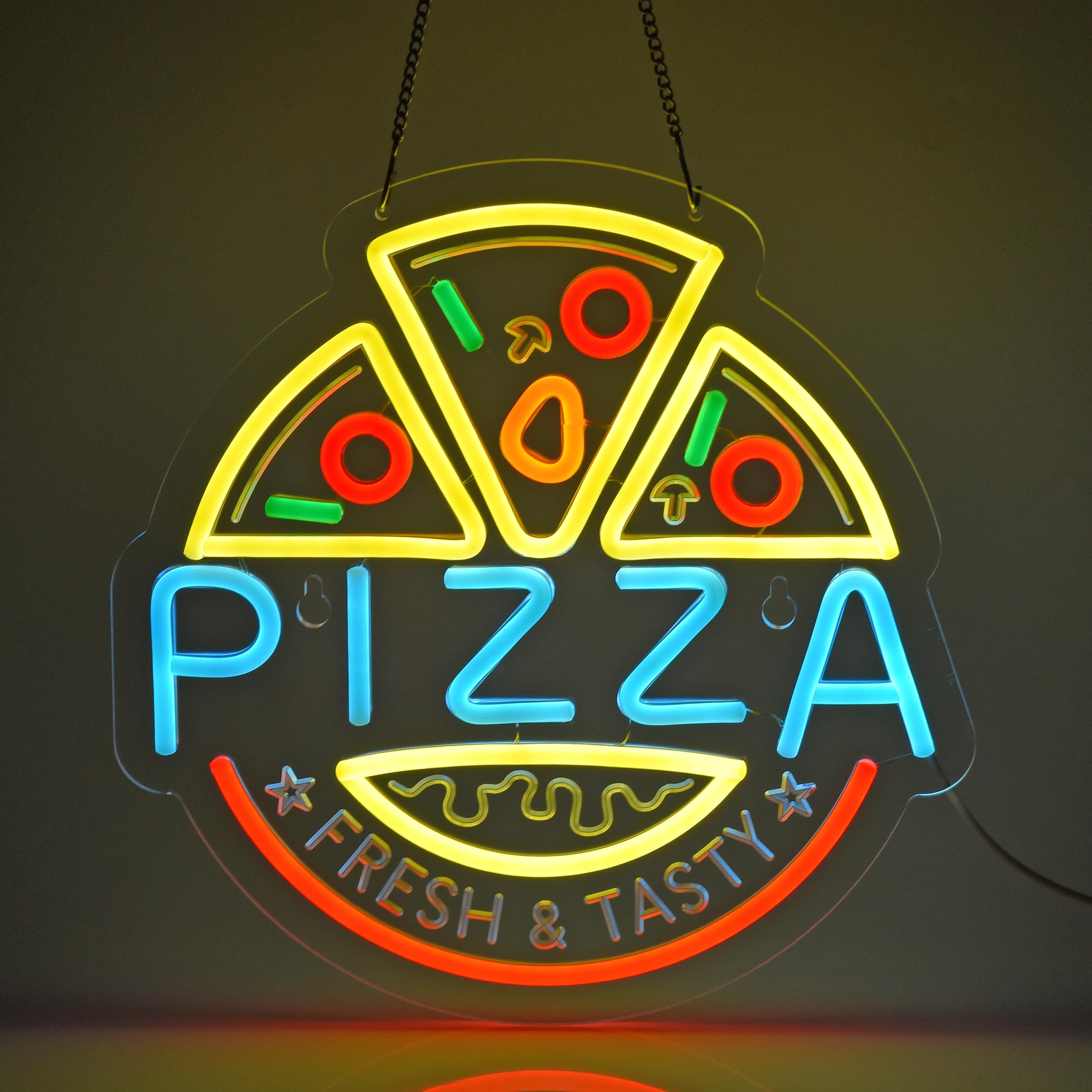 CNBEYOUNG PIZZA ネオンサイン 多階段調光可 LED ピザネオンライト バー カフェ 居酒屋 インテリア ライブバー ダイニングバー 洋食店 イタリアン 屋台用サイン パーティー装飾 イベント飾り NEON管ライト USBパワード32*32cm