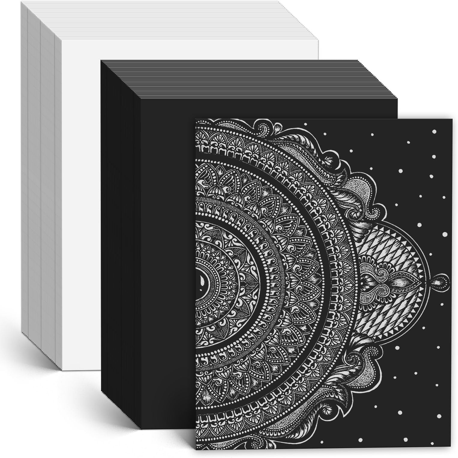 Rcybeo White Black Mixed Cardstock Paper, 100 Sheet Card