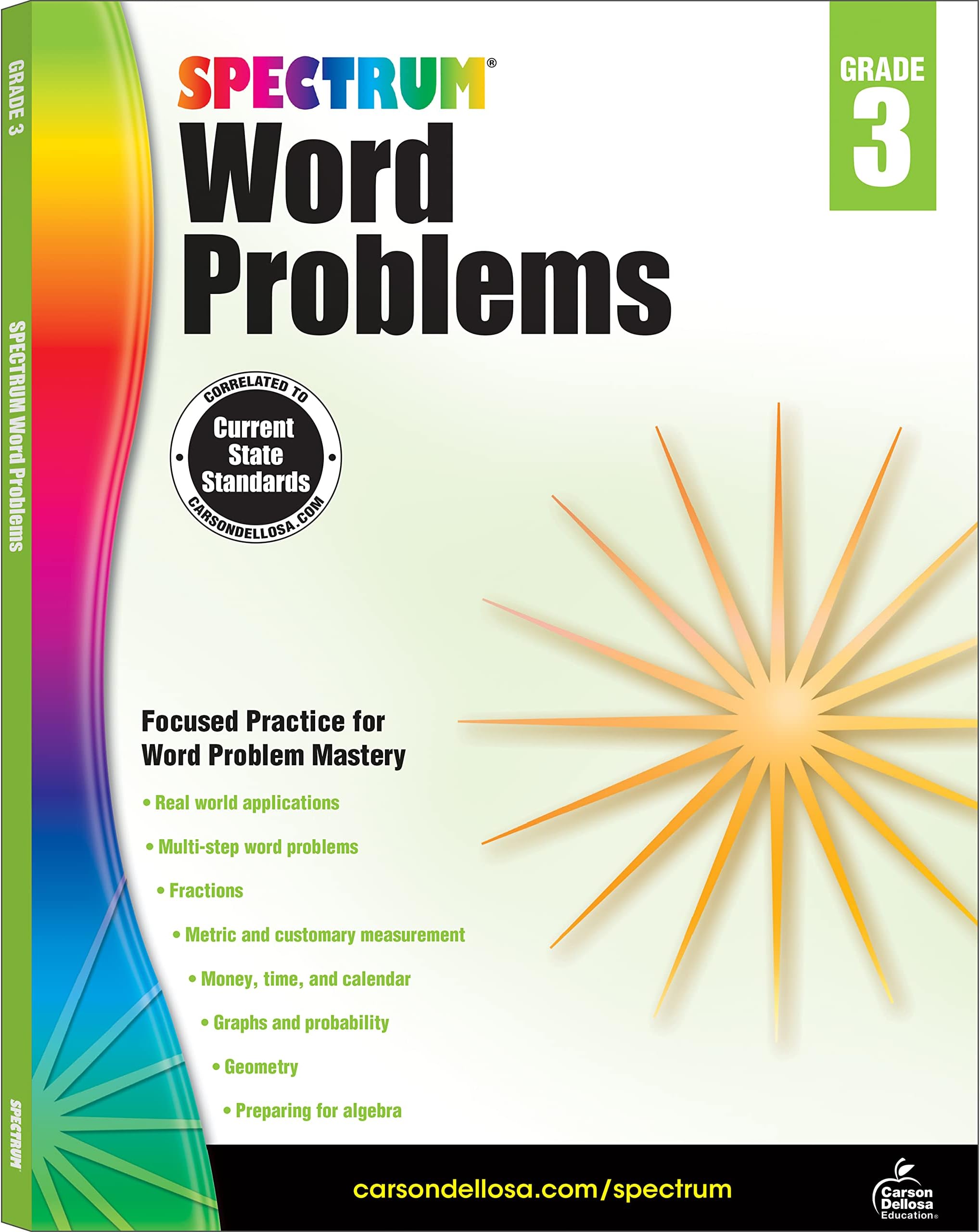 Spectrum Word Problems 3rd Grade Math Workbook, Geometry, Algebra Prep, Fractions, Telling Time, Money, and More Mathematics, Classroom or Homeschool Curriculum (Volume 76)
