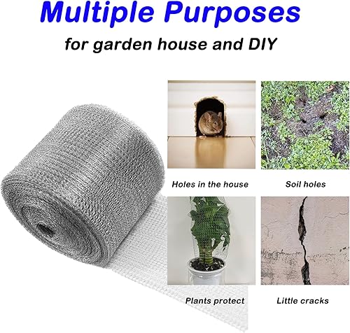 Miniatura 5 de Malla de alambre para control de ratones, 5 pulgadas x 53 pies, tela de relleno de agujeros, rollo de malla de alambre de acero inoxidable mejorado,