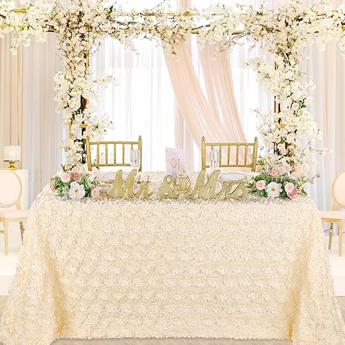 Miniatura 7 de QueenDream Mantel de rosetón rojo para decoración de boda de 90 x 156 pulgadas, mantel rectangular con rosetas florales 3D para baby shower, fiesta,