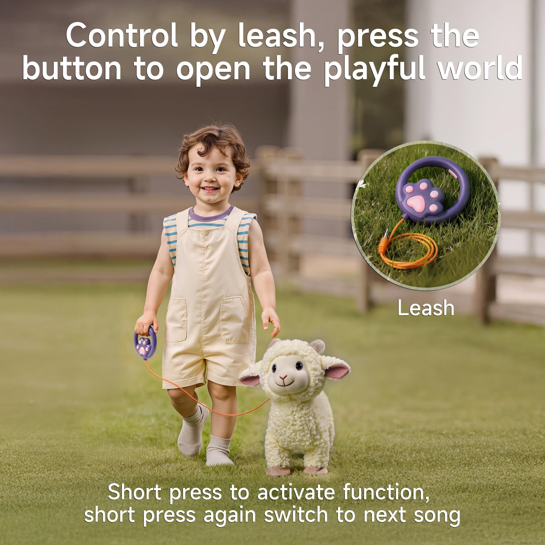 Electronic Interactive Singing Walking Lamb Plush Toy, Sheep Stuffed Animal with Leash, Soft Sheep Baby Toys Pet Buddy for Babies and Toddlers