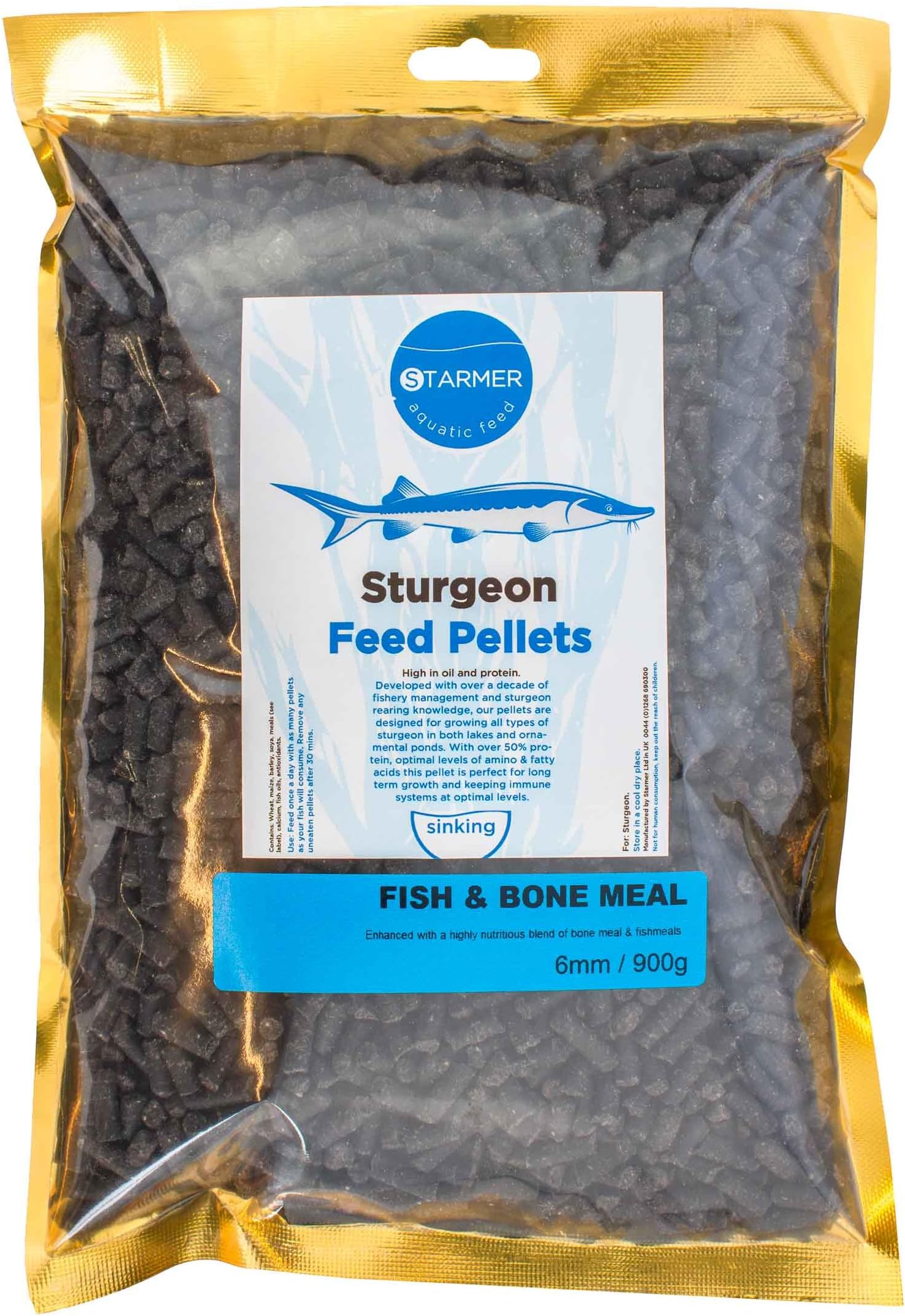 starmerbaits Sturgeon pond fish feed pellets fish & bone meal high oil 6mm 5kg