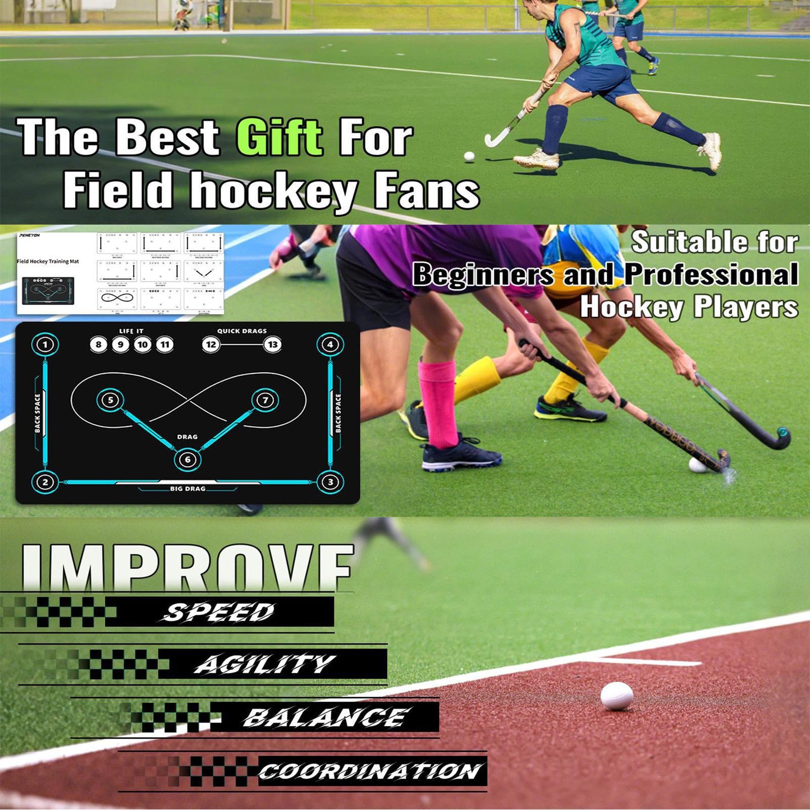 Tappetino da allenamento per hockey, per interni ed esterni, portatile, di precisione, per il controllo della palla, per adulti, bambini, principianti e professionisti