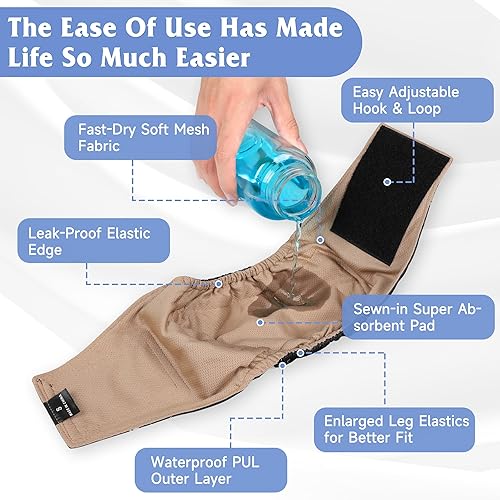 Miniatura 4 de Pañales reutilizables para perros machos, 3 unidades, lavables de alta calidad para perros machos pequeños, de alta absorción, para perros machos