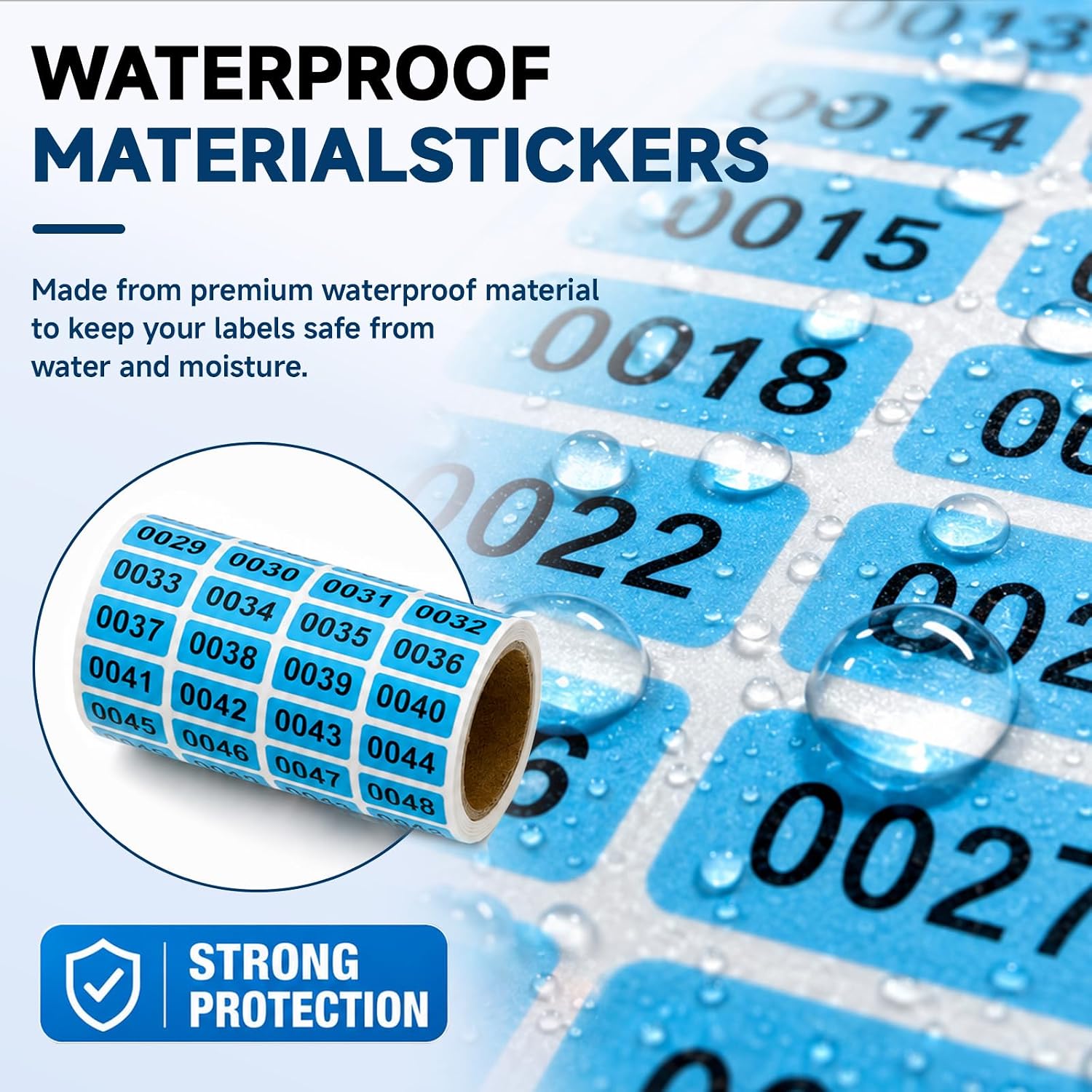 4 Rolls 0001-2000 Inventory Numbered Stickers Labels Self Adhesive Waterproof Yellow Red Blue Green Silver Multi-Color Indoor Outdoor Storage Classification Supplies 0.39 x 0.79 Inch