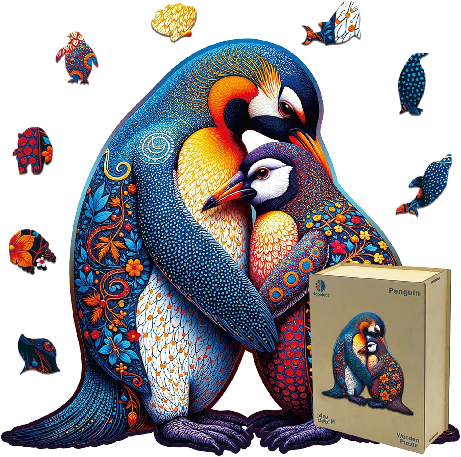 Wooden Puzzles for Adults Floral-Winged Parrot Puzzle - Laser-Cut Unique Shaped Stress Relief Jigsaw Puzzle, Wall Art Home Decor Gift for Family, Christmas Thanksgiving Gifts (14.9"×11.1" 200pcs)