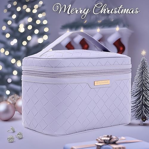 Miniatura 9 de Dajasan Bolsa de maquillaje, bolsa de cosméticos de viaje para niñas y mujeres, estuche organizador de maquillaje de gran capacidad, bolsa de aseo