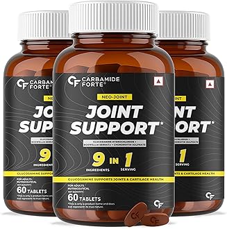 Carbamide Forte Joint Support Supplement with Glucosamine 1600mg Per Serving with Chondroitin, Boswellia, Turmeric & Ginger- 60 Tablets (Pack of 3)