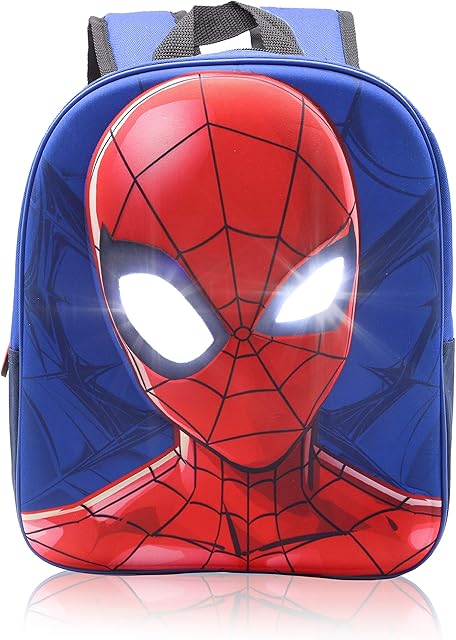 Marvel Spiderman Kids Backpack with Light Up Eyes, Superhero School Bag for Boys and Toddlers