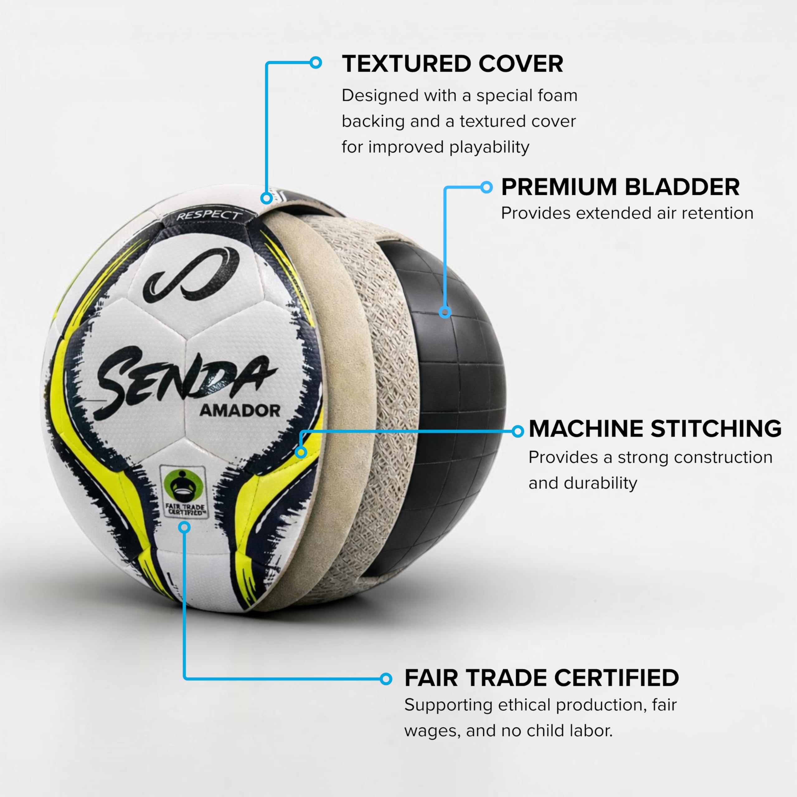 Amazon.com : SENDA Amador Training Soccer Ball, Fair Trade