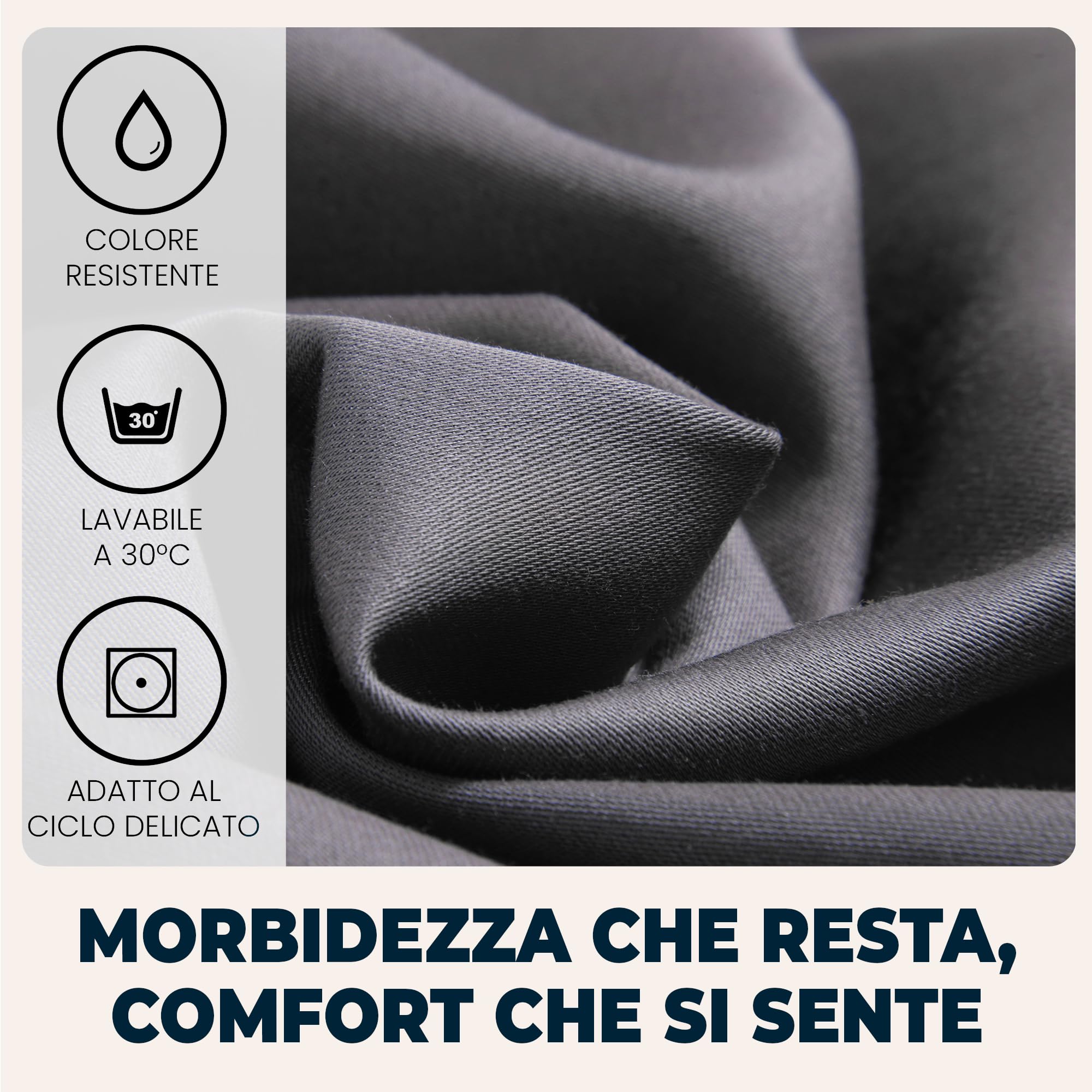 Lenzuola Matrimoniali con Angoli 160x190 cm Grigio Scuro in Microfibra per Letto con Materasso fino a 30cm Tessuto Anti-Acaro e Ipoallergenico di Alta Qualità Morbido e Lavabile in Lavatrice