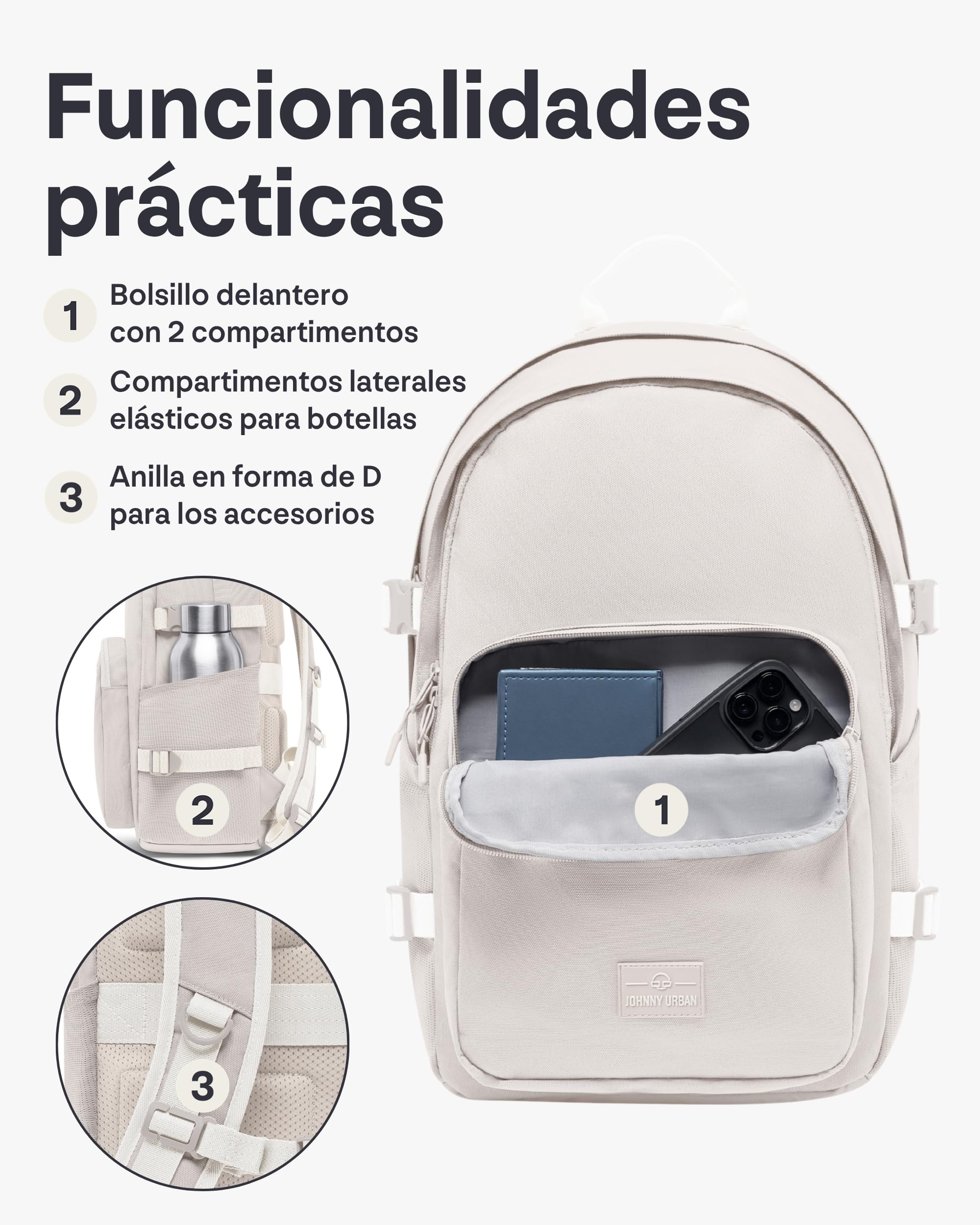 Johnny Urban Mochila Escolar Adolescentes - Lian - Cartera Escolar para Niños y Niñas - 18 Litros - Mochila Casual con Compartimento para Portátil para Colegio y Ocio - Repelente al Agua