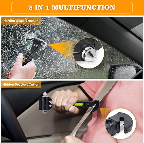 Vista 42 de THINKWORK Martillo de seguridad para el automóvil para regalos de adolescentes y hombres, herramienta de escape de emergencia tres en uno azul