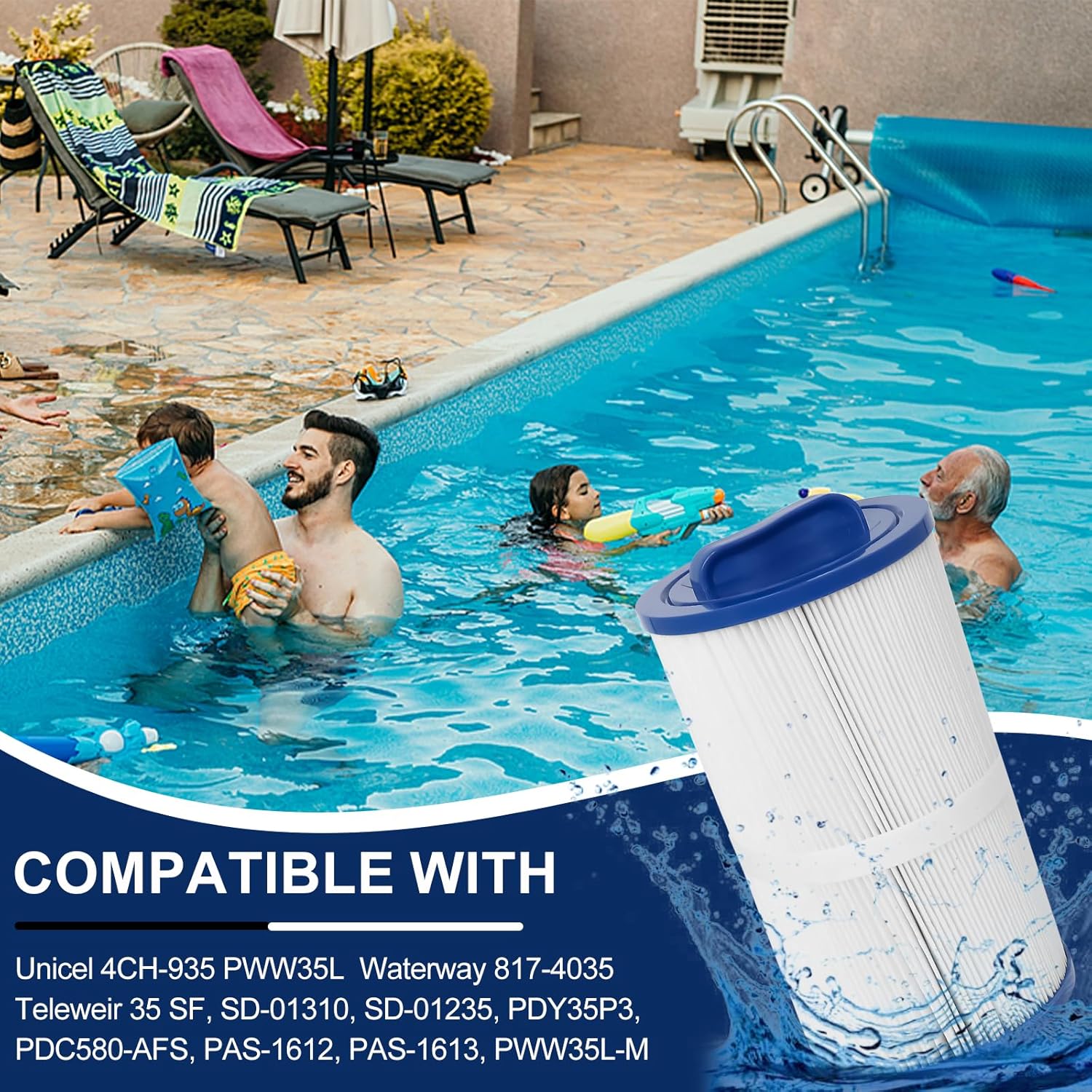 4CH-935 Hot Tub Filter Cartridge Compatible with Pleatco PWW35L, Unicel 4CH-935, Waterway 817-4035, Teleweir 35 SF, Master Spa X268548-PMA-R3, Pool & Spa Filter - Image 6