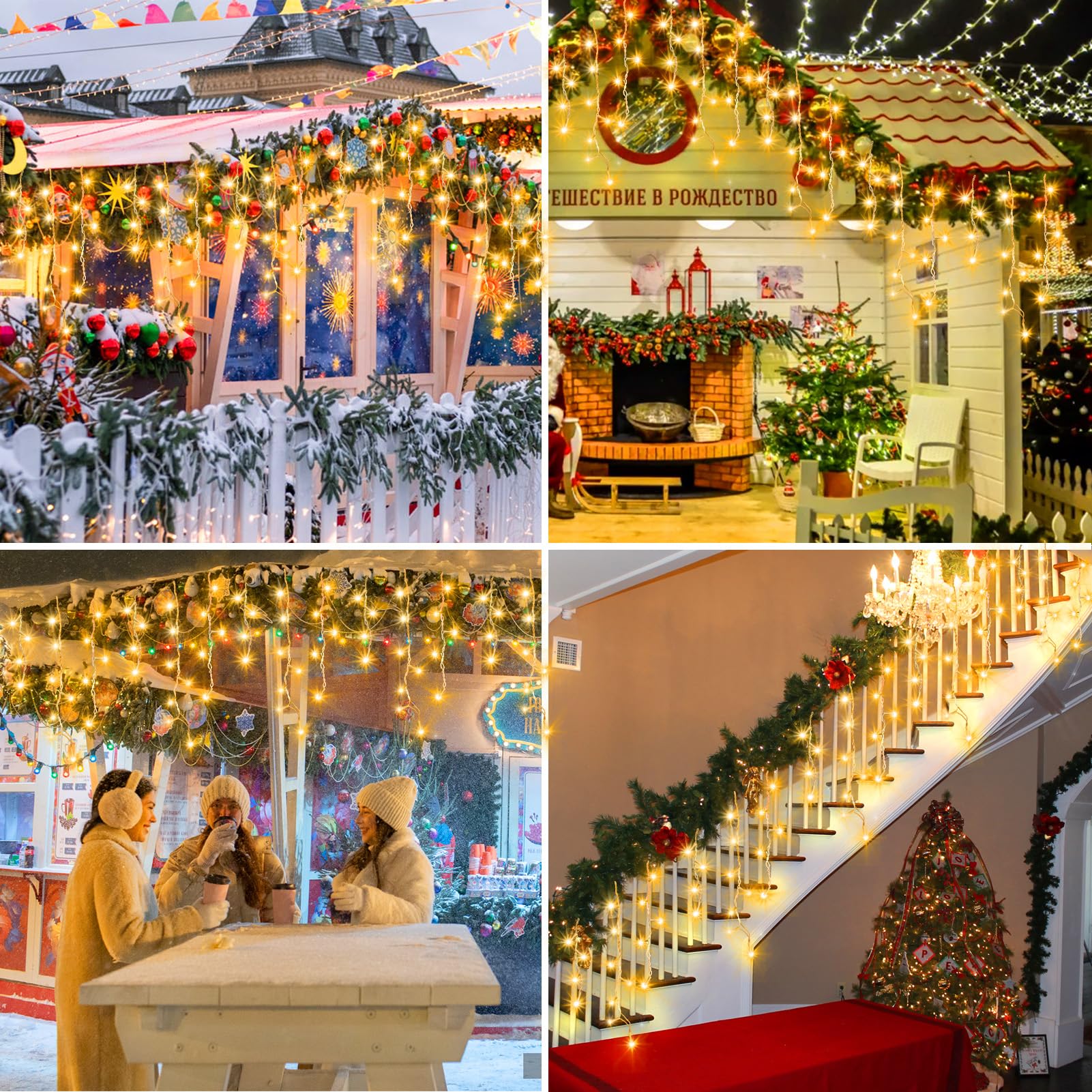 XURISEN 20M 640 LED Weihnachts Eisregen Lichterkette Warmweiß 4-5-7 Eiszapfen Timer 8 Modi IP44 Wasserdicht für Traufe Garten Vorbau