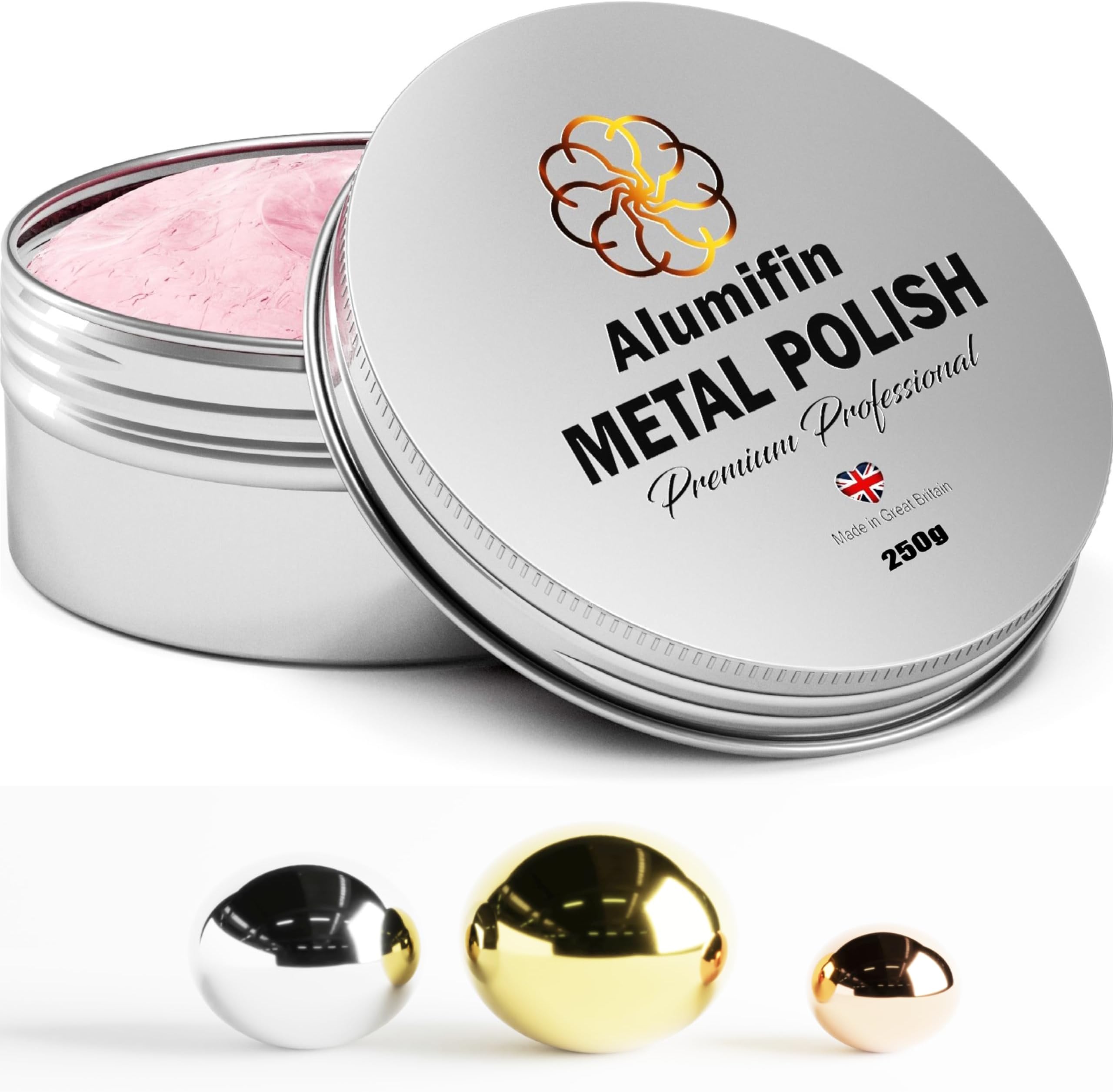 Metal Polish, 250g – Chrome Cleaner for Stainless Steel, Aluminum, Brass, Copper, High-Shine Polishing Compound.