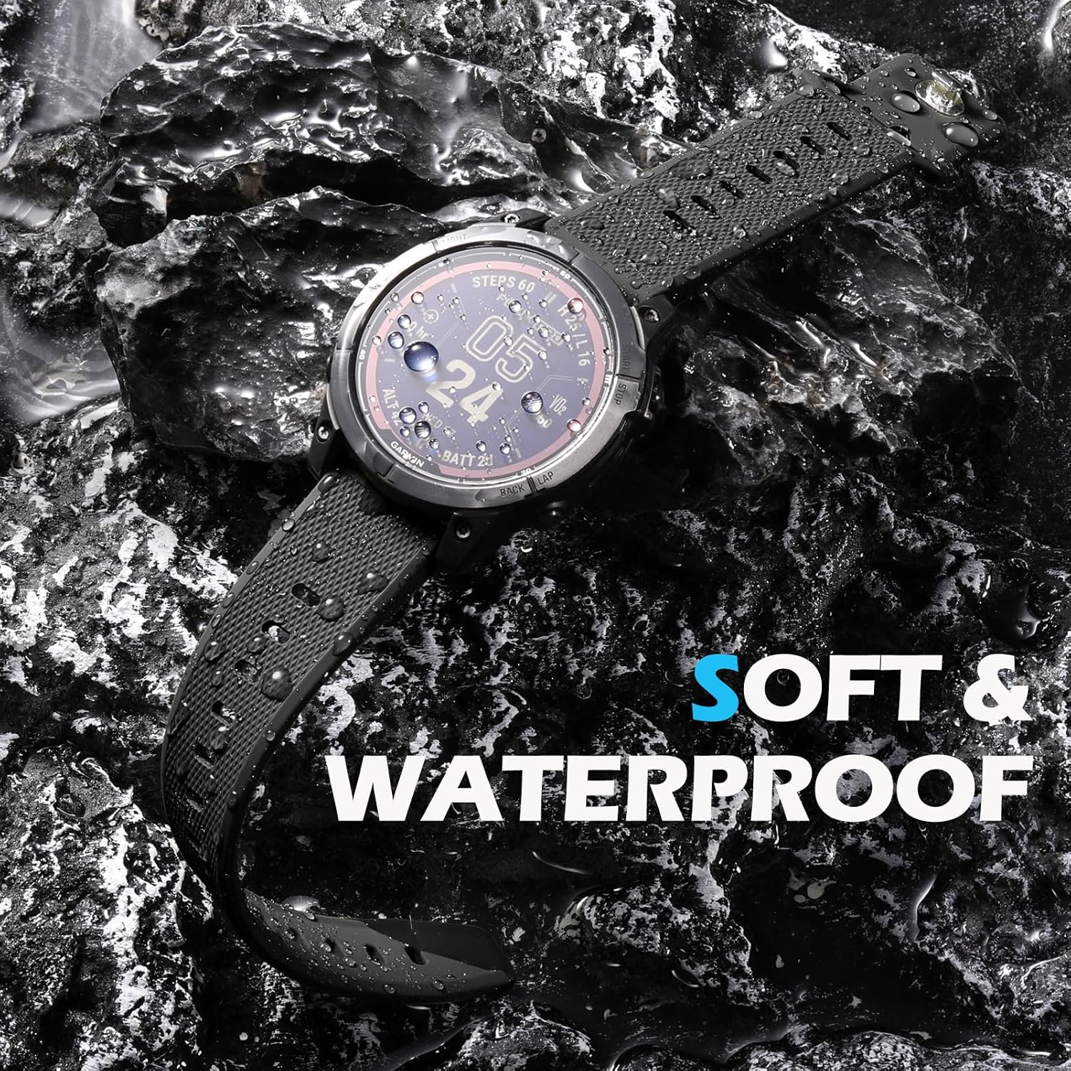 Band Compatible with Garmin Instinct Watch - Quick Fit 22mm Watch Band for Fenix E/8-47mm/7/6/5/Forerunner 965/955/945/935/745/Epix 2/Approach S70/S62/S60/Quatix 7/6/5 Upgraded Silicone Strap - Image 2