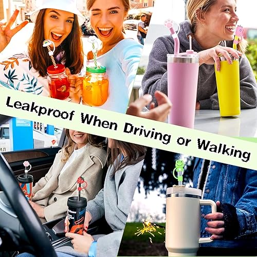Miniatura 8 de Juego de 6 tapones antiderrames para vaso Stanley H2.0 de 40 onzas y 30 onzas con asa, tapón a prueba de fugas que incluye 2 tapas de pajilla, 2