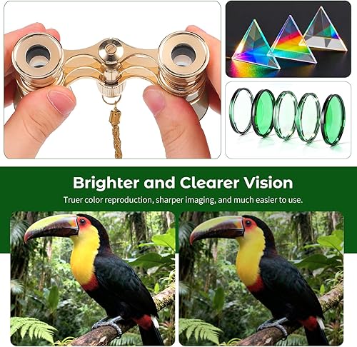 Miniatura 4 de TEHAUX Gafas de ópera, prismáticos de ópera de alta definición para mujeres, 3 x 25 pulgadas, portátil, gran angular, visión nocturna, cine,