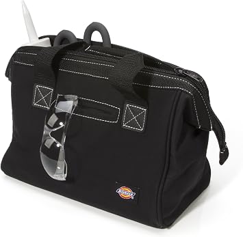 Dickies 12-Inch Durable Canvas Work Bag for Painters, Carpenters, and Builders, Heavy-Duty Zipper, Reinforced Handles, Black