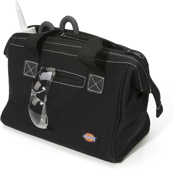 Dickies 12-Inch Durable Canvas Work Bag for Painters, Carpenters, and Builders, Heavy-Duty Zipper, Reinforced Handles, Black