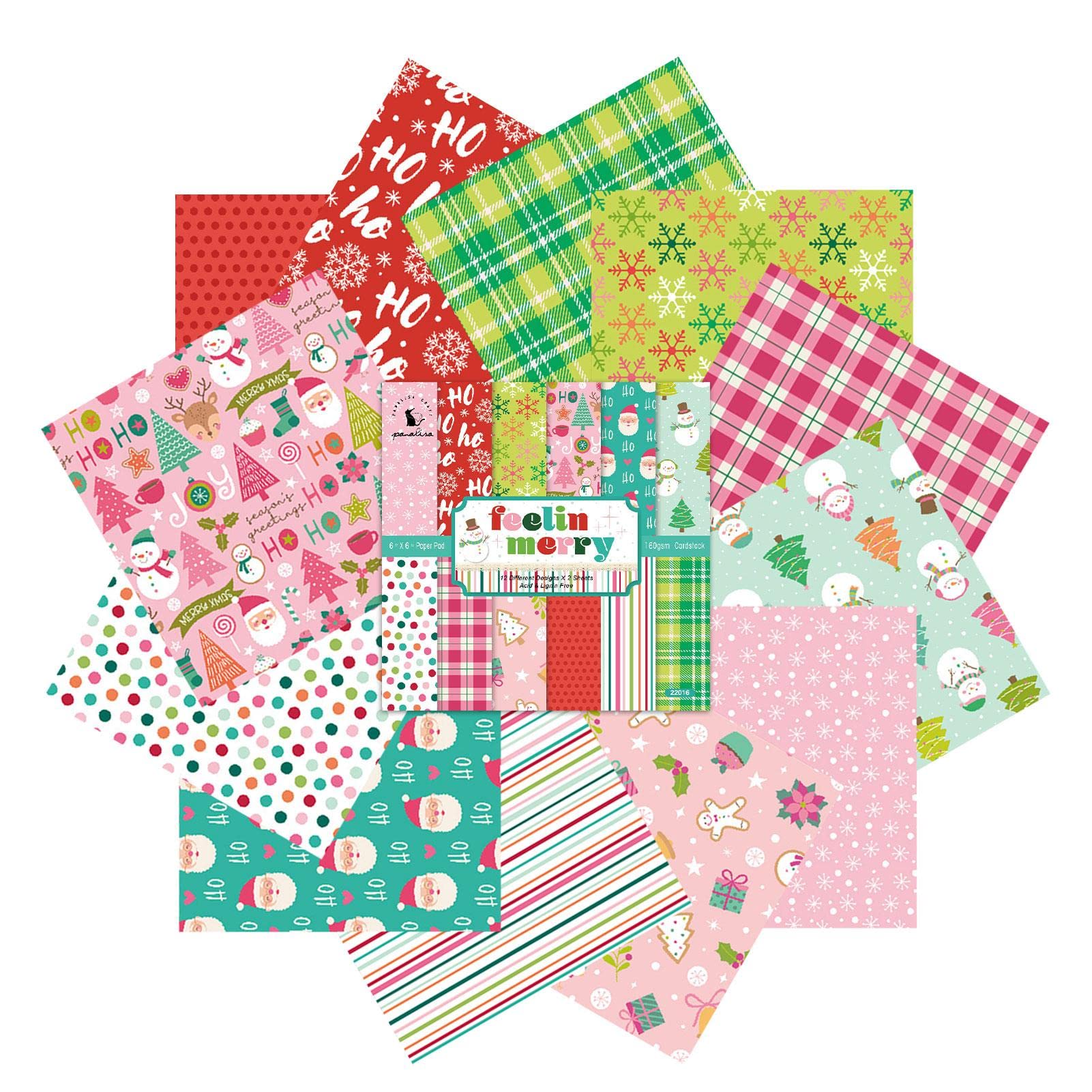 Christmas Pattern Paper | 12/ Christmas Scrapbook Paper Pads - 6-Inch Single-Sided Vintage Journaling Paper for Card Making Scrapbook Mineatig