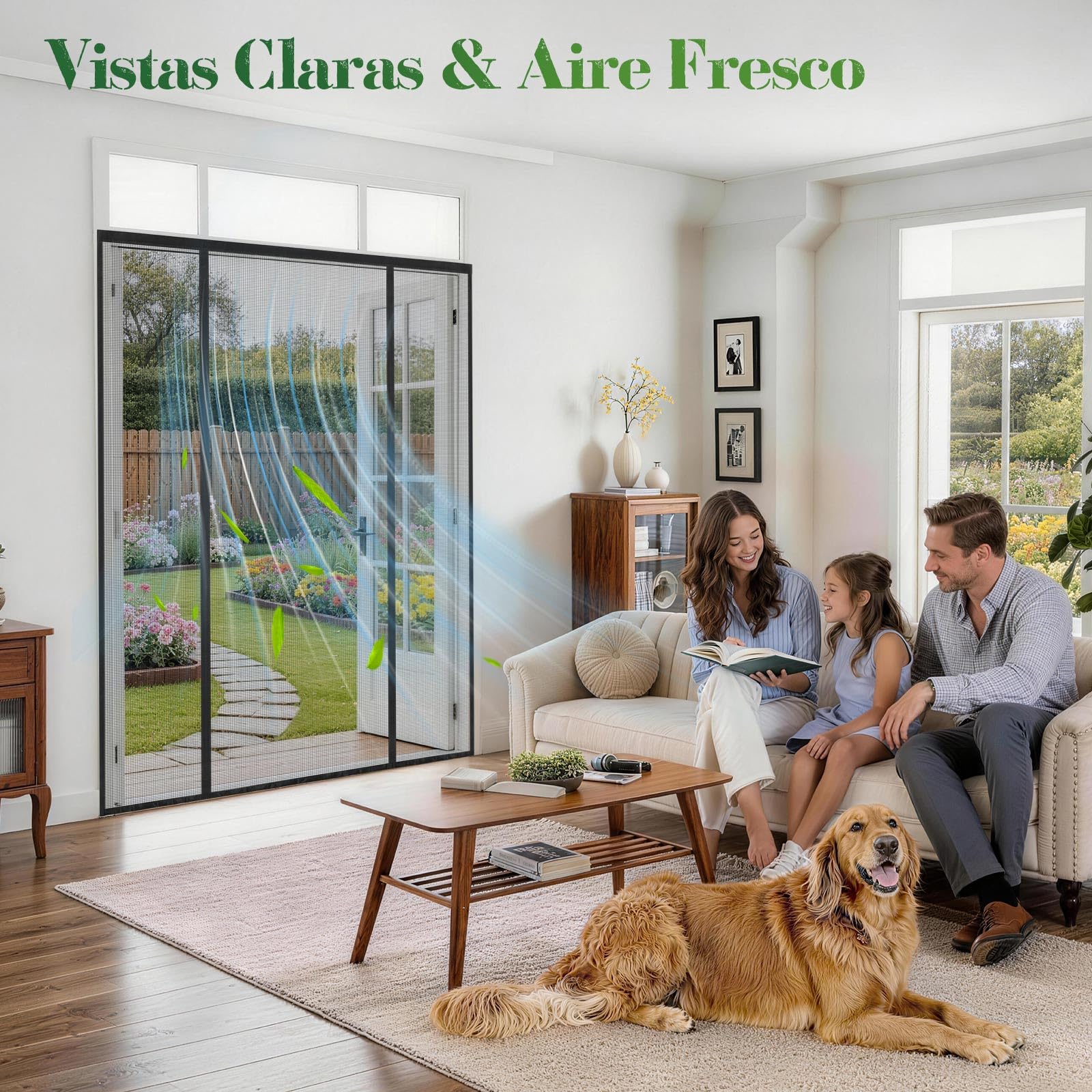 Mosquitera Puerta Magnética 200x210 cm Doble Puerta, Cortina Antimosquitos Malla Resistente, Cierre Automático, Sin Taladrar, para Balcón, Cocina, Puerta Corredera y Terraza, Negra