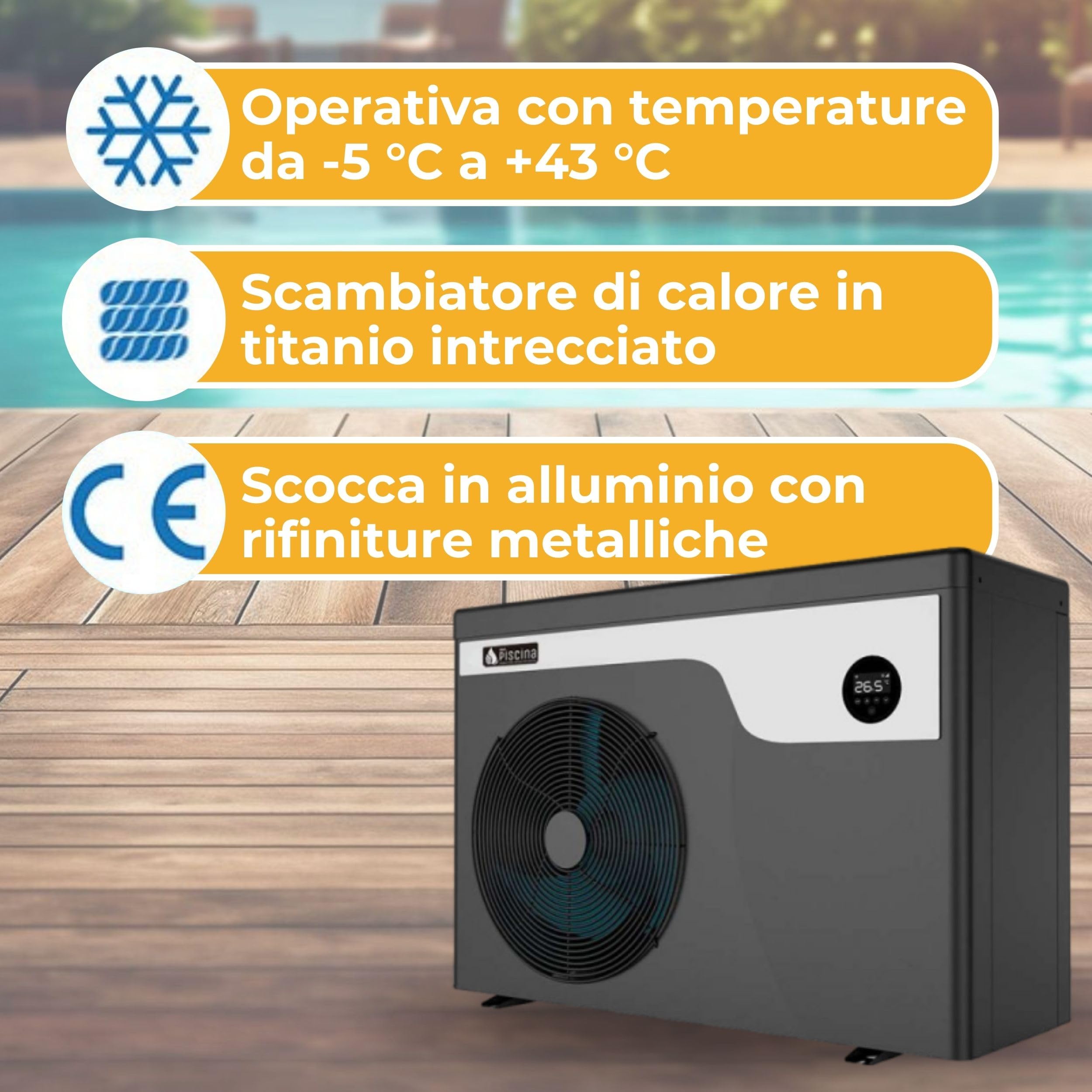 Pompa di Calore per Piscina Full Inverter MR Smart per Riscaldare Acqua Piscina Fuori Terra o Interrata (65 m³)