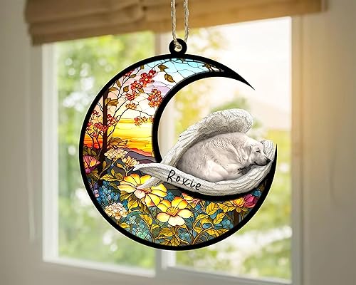 Miniatura 600 de Chow Chow Dog Memorial Suncatcher, adorno de Navidad Chow Chow con nombre, atrapador de pérdida de mascotas, regalos para los amantes de los perros