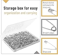 Vista 3 de Mr. Pen Pasadores de seguridad resistentes, 2 pulgadas, paquete de 200, plateado, grande, a granel para ropa