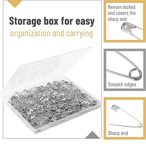 Miniatura 3 de Mr. Pen Pasadores de seguridad resistentes, 2 pulgadas, paquete de 200, plateado, grande, a granel para ropa