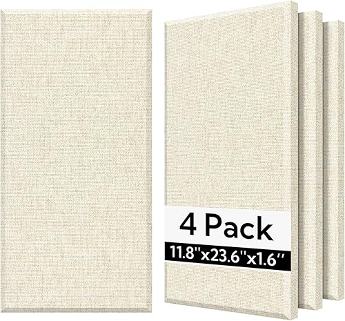 Miniatura 10 de Olanglab Paneles de pared acústicos de fibra de vidrio, paquete de 4, paneles de sonido de 11.8 x 23.6 pulgadas, paneles de prueba de sonido