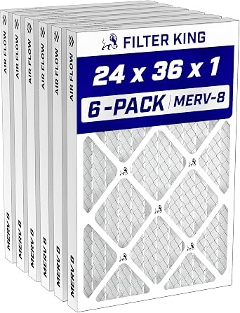 Filter King 24x36x1 Air Filter MERV 8, AC Furnace Filters 6-Pack