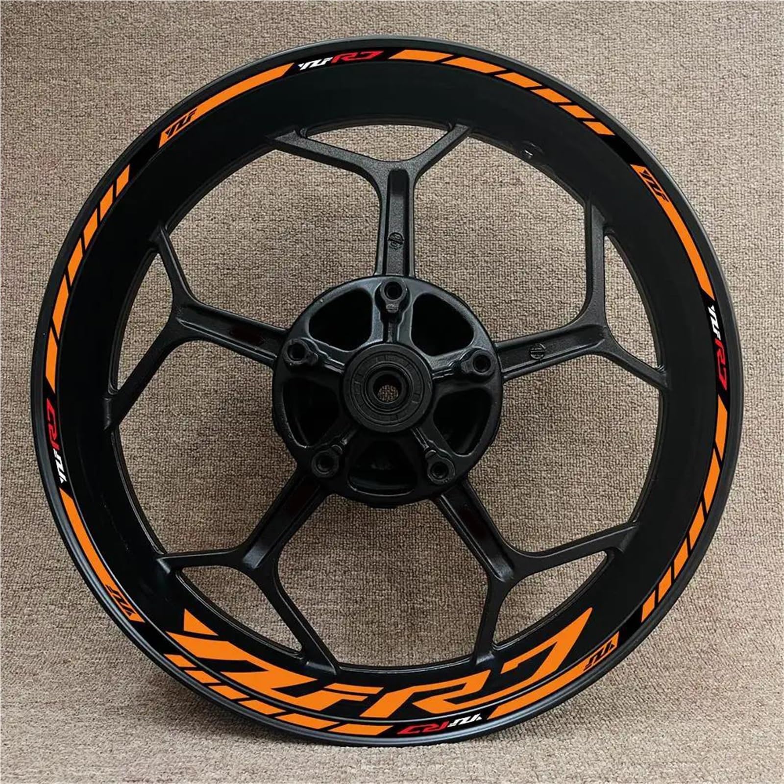 Ntpjk Orange Sticker Part Rim Decorative Reflective Stickers Motocycle Wheel Set For Y-Amaha Yzf R7 Yzfr7 Motorcycle Hub Decals(Orange)