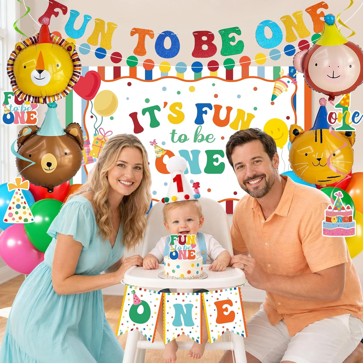 Colorful Fun To Be One 1st Birthday Decorations Party Supplies image 3