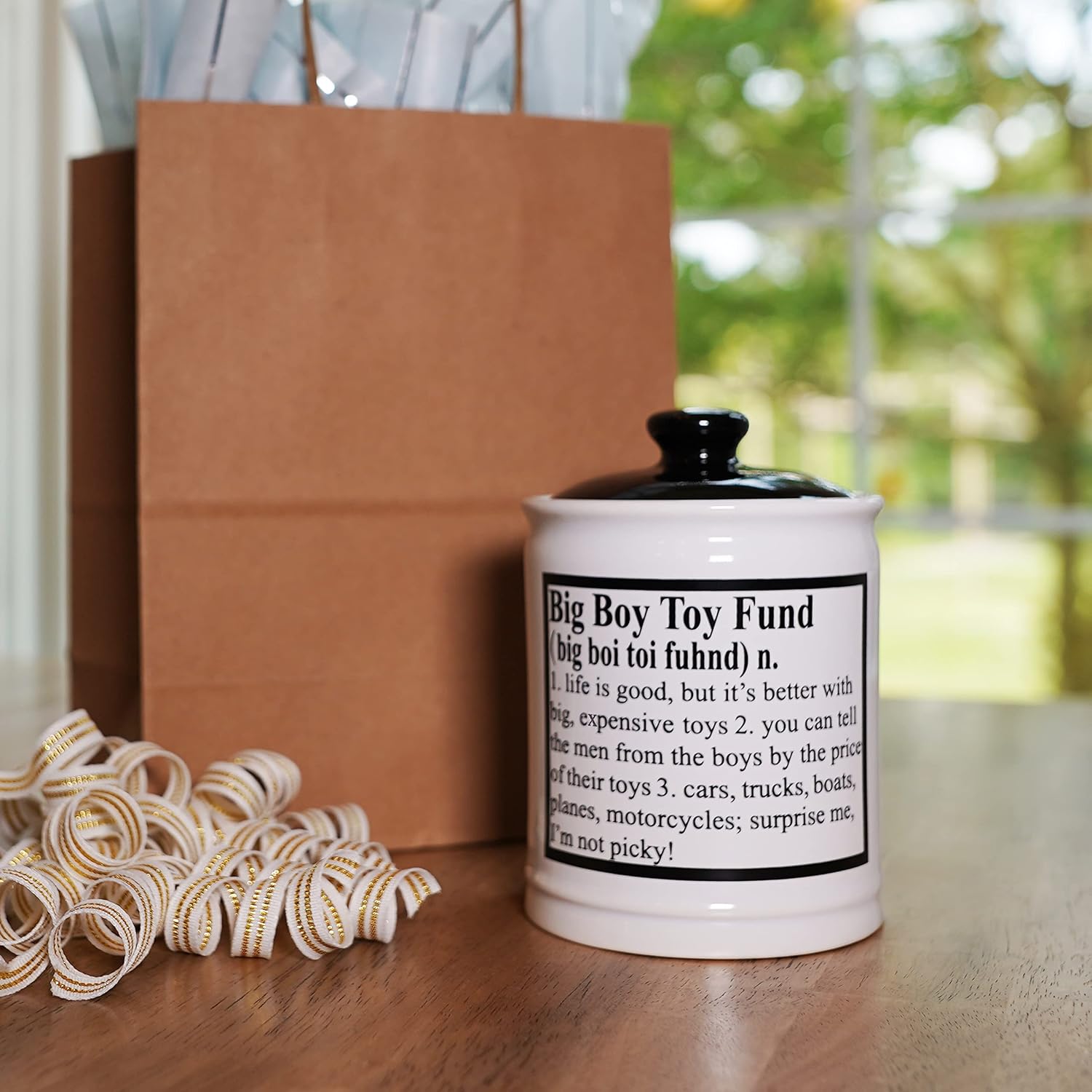 Cottage Creek Jars - Big Boy Toy Fund Piggy Bank, Money Bank, Gifts for Men, Guys, Boyfriend, Home & Office Decor