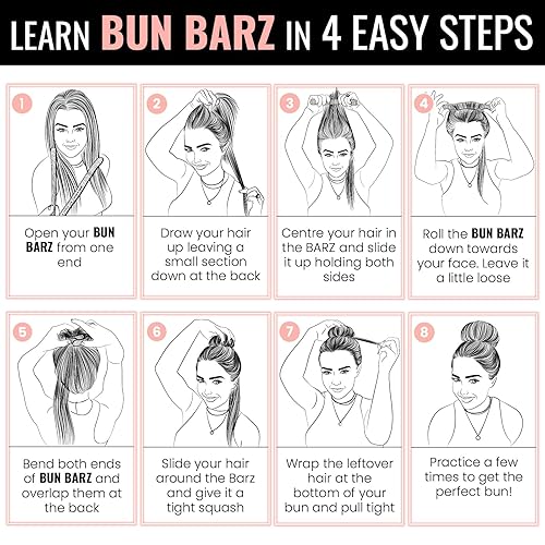 Miniatura 6 de PONY-O Fabricante patentado de moños en forma de dona sin daños, paquete de 2 soportes originales para cola de caballo y accesorio para cola de