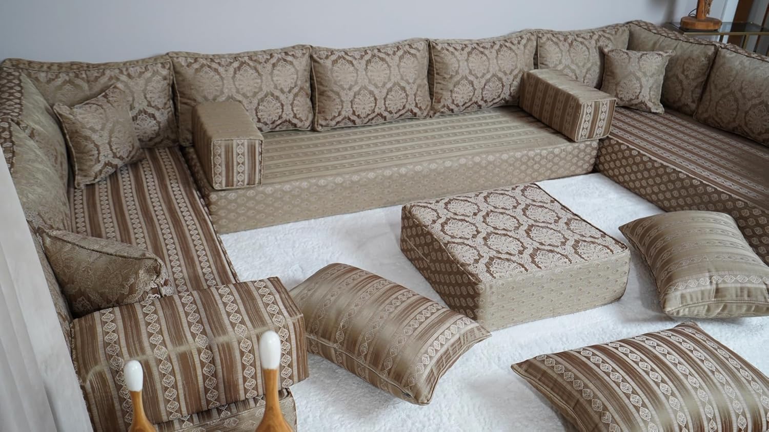 arabicsofa Traditional Arabic Floor Seating Couch – Handmade Moroccan Style Floor Cushions for Guest Room