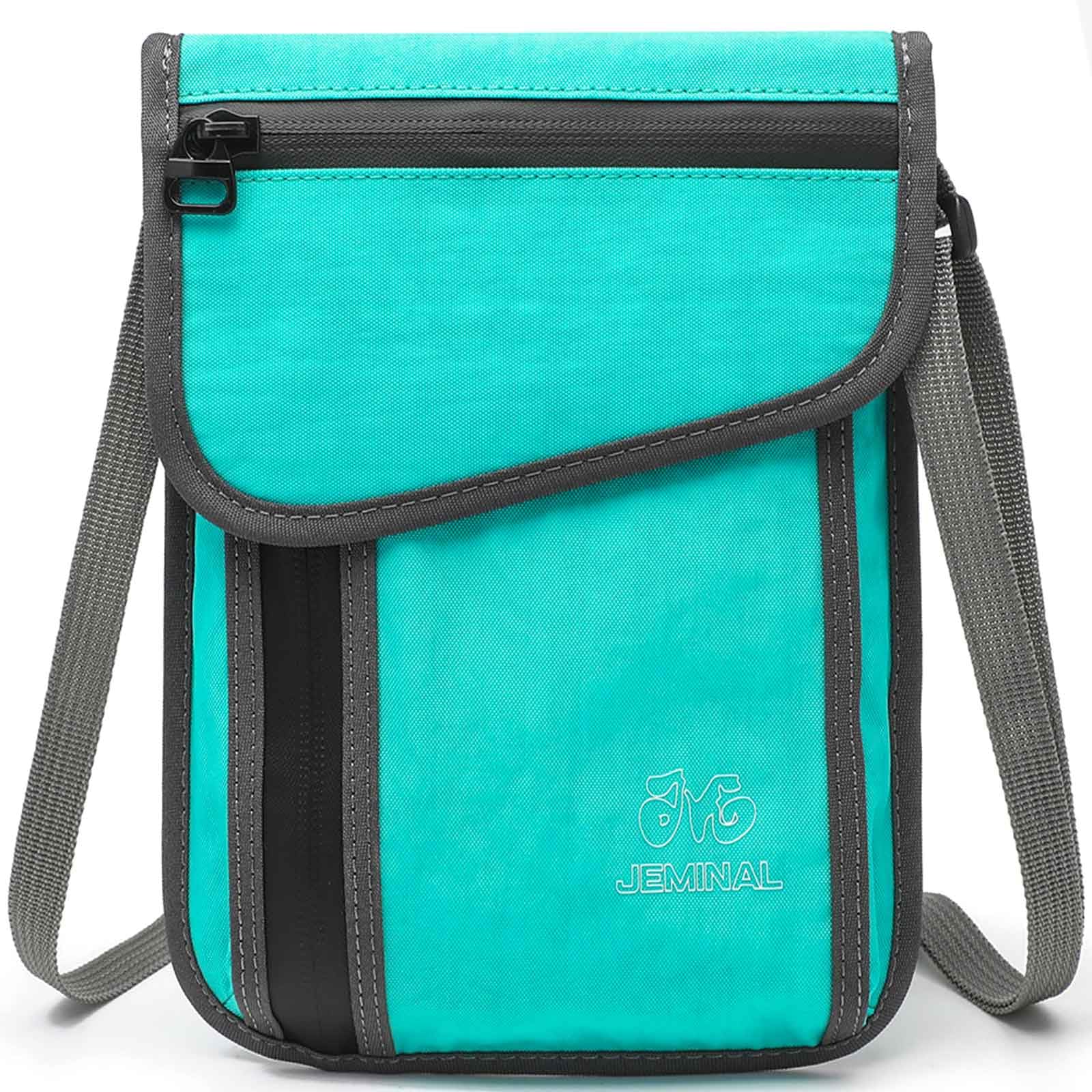 Passport ID Bag Large Capacity Shoulder Bag Crossbody Bag Cell Phone Bag Men Women Fashion, Lake Blue