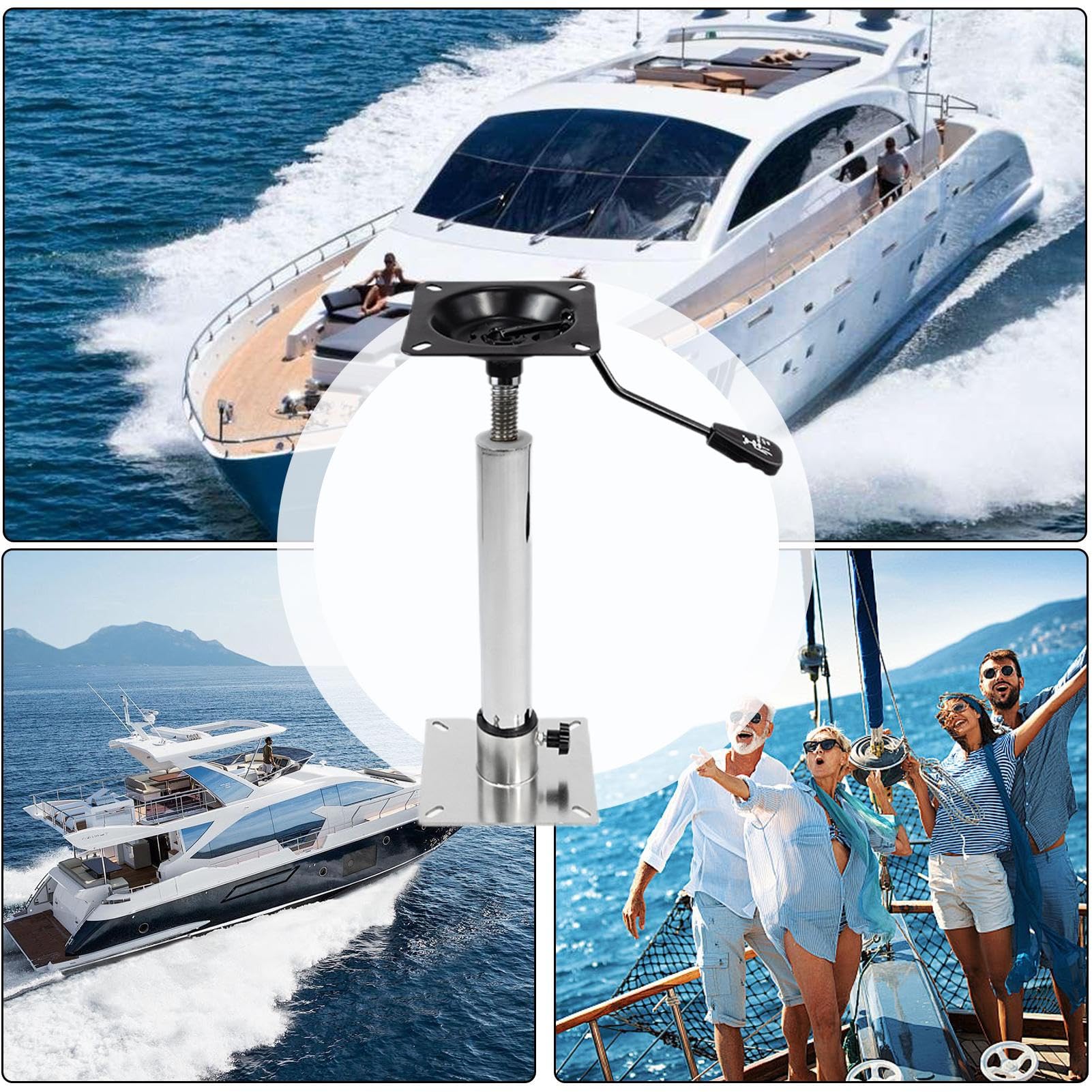 Pedestal Ajustable Asiento Base Giratoria Para Asiento, Soporte Pedestal | Soporte Giratorio Para Asiento Náutico Resistente Sillas Marinas Pesca Yates Pontones Deportes Acuáticos Y Recreo