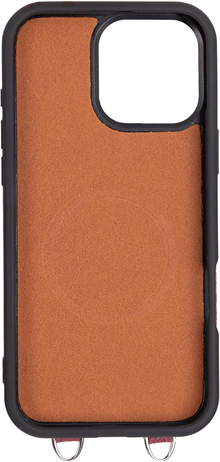 Bayelon Crossbody Case for iPhone 16 Pro Max, Full Grain Leather Crossbody Phone Case with Strap, iPhone 16 Pro Max Leather Wallet Case, Card Holder, Phone Lanyard, Gift for Women (Burgundy)