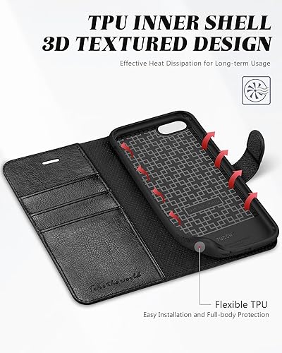 Miniatura 5 de TUCCH Funda tipo cartera para iPhone SE 2022SE 2020 iPhone 87, tarjetero con función atril de piel sintética, magnética, funda protectora de TPU