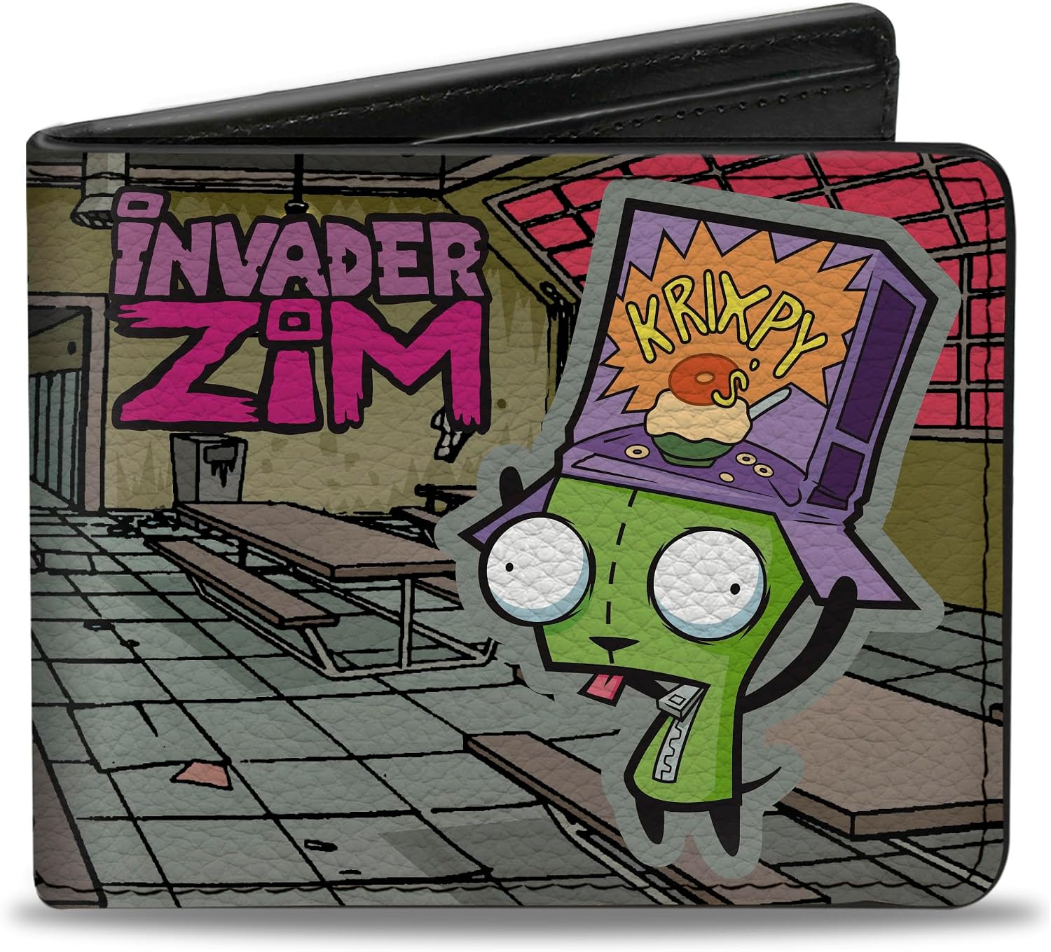 Buckle-Down Nickelodeon Wallet, Bifold, Invader Zim GIR Dog Cafeteria Poses and Title Logo, Vegan Leather