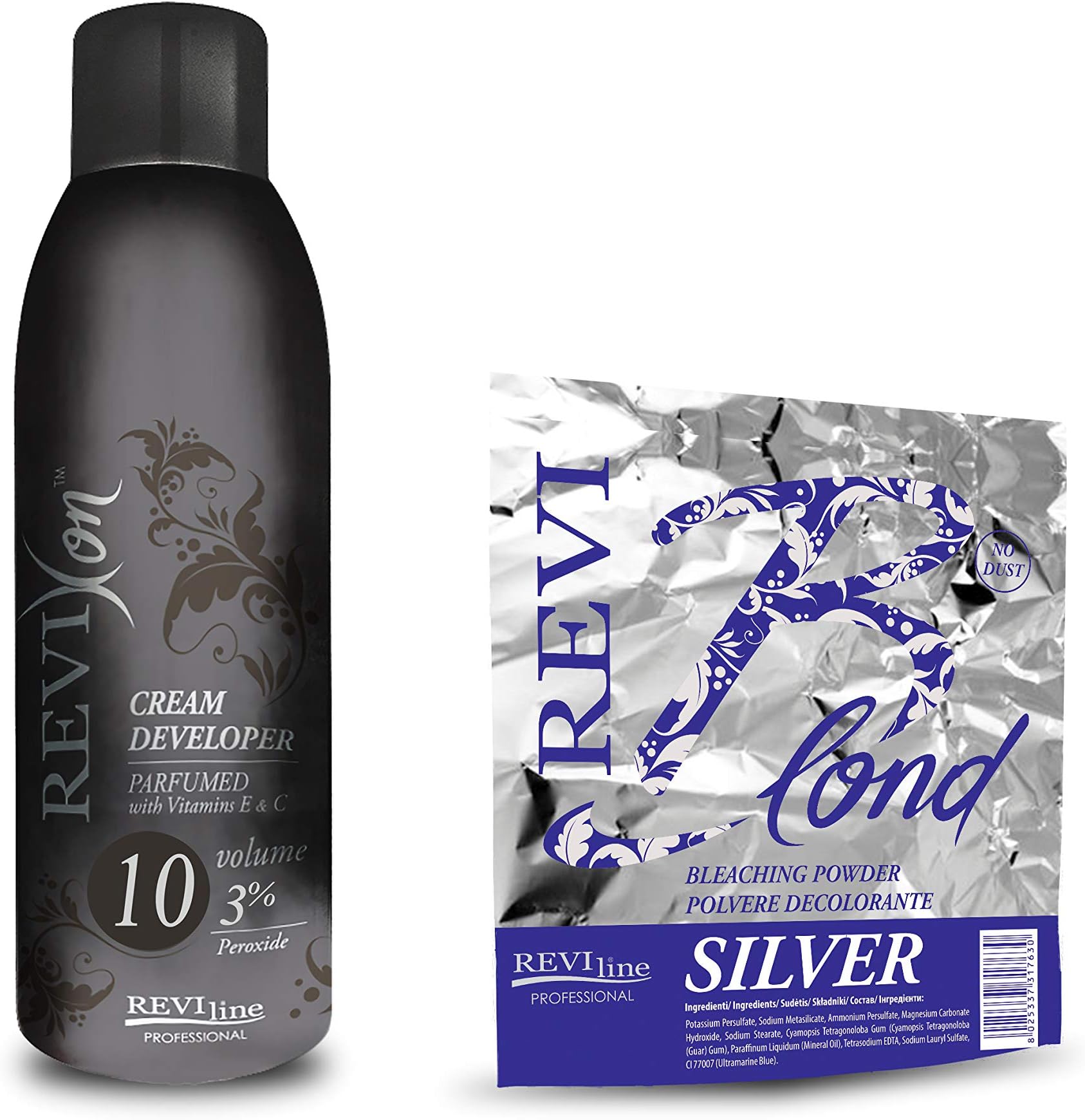 Set of Cream peroxide 1000ml (3% volume 10) and Bleach Powder (ADVANCED FORMULA) 500g no dust formula Professional Lightening bleaching highlighting hair protect formula