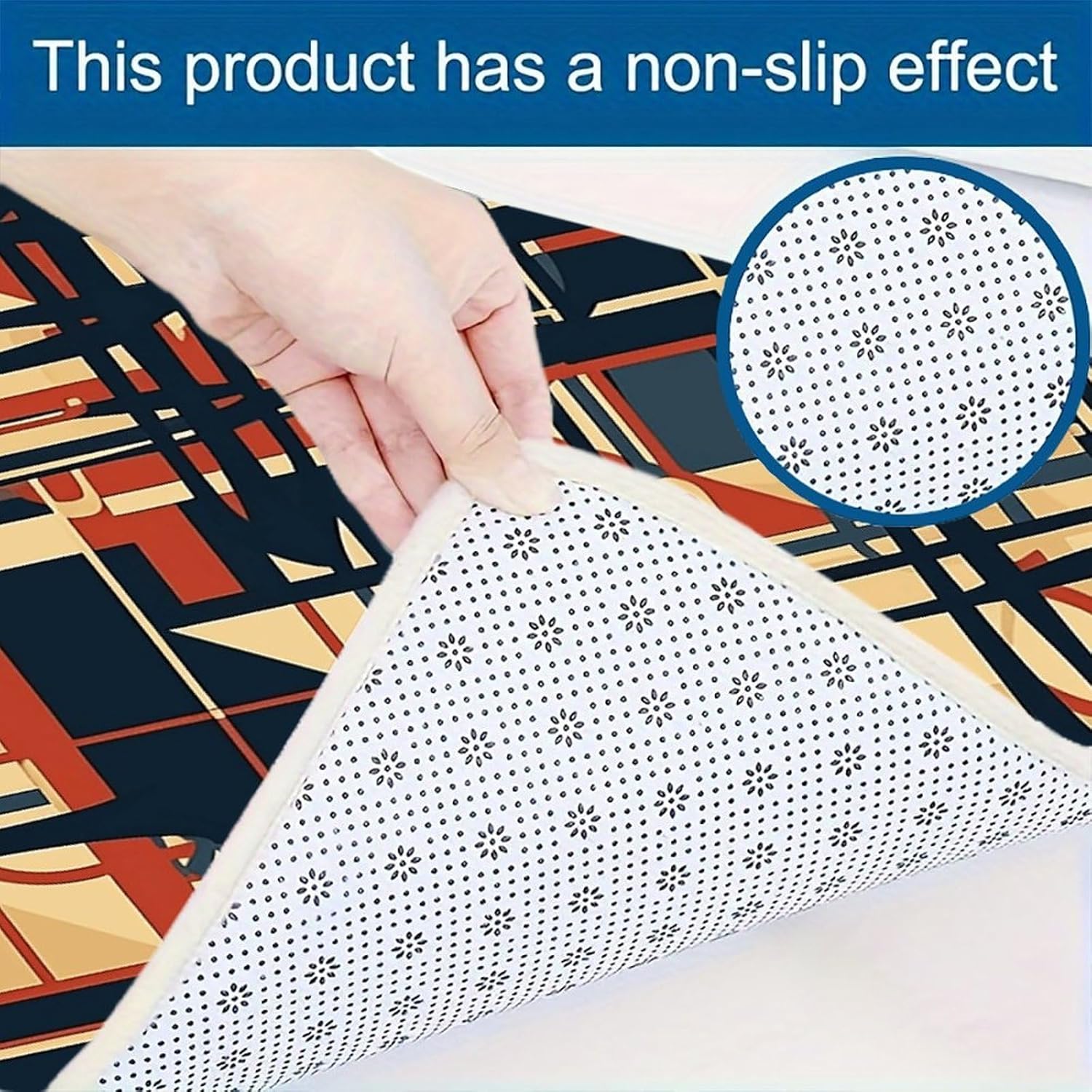 Geometric Patterns Kitchen Mats with 2PCS Non-Slip Washable,Kitchen Rug Heavy Duty Durable, Floor Mats for Kitchen,Office,Sink,Laundry