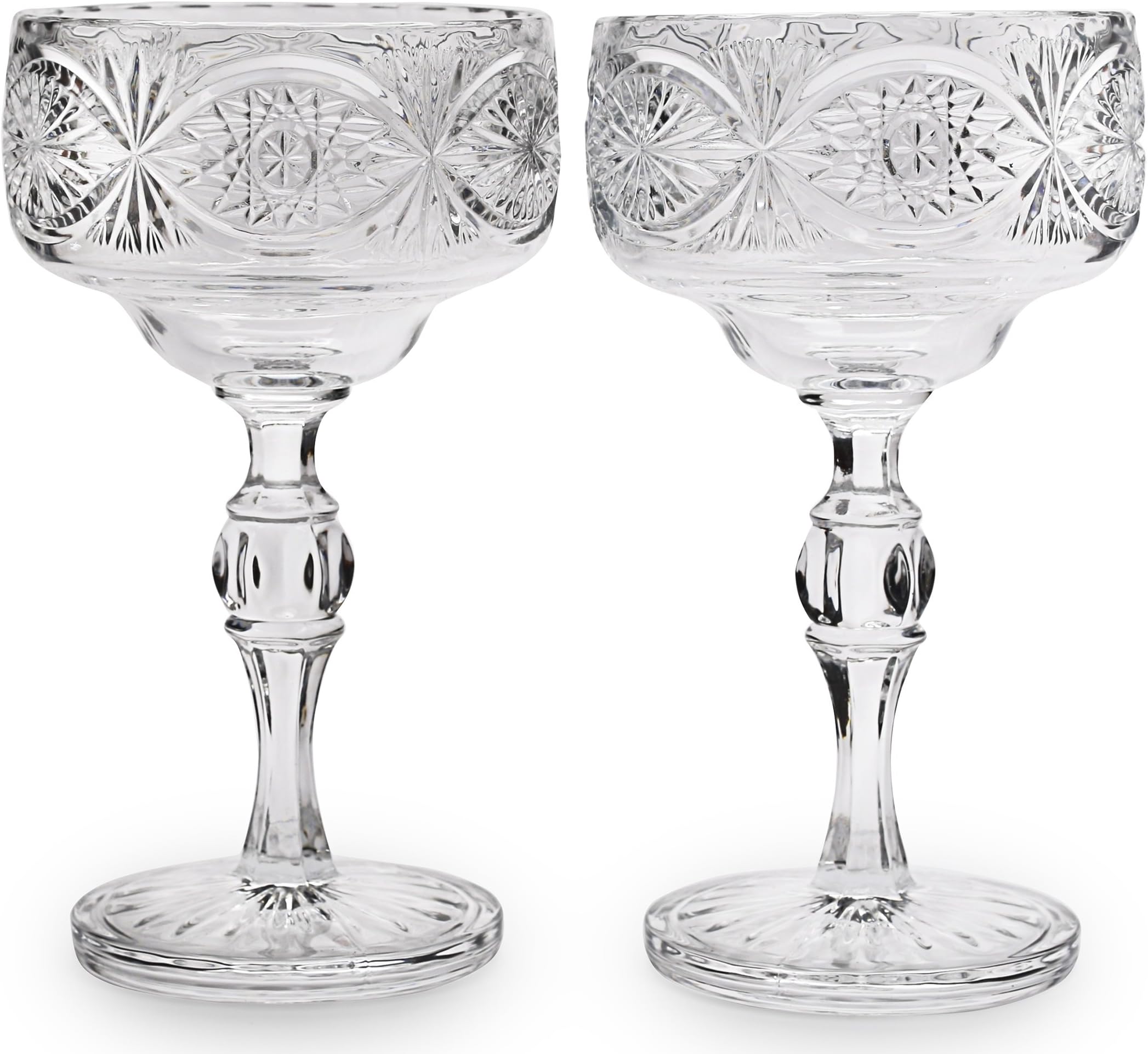 Circleware 10197 CG Society Glass Footed Serving Dessert Bowls Set of 2, Glassware for Fruits, Salad, Beverage, Ice Cream, Food and Best Selling Home & Kitchen Décor Gifts, 2pc Intricacy