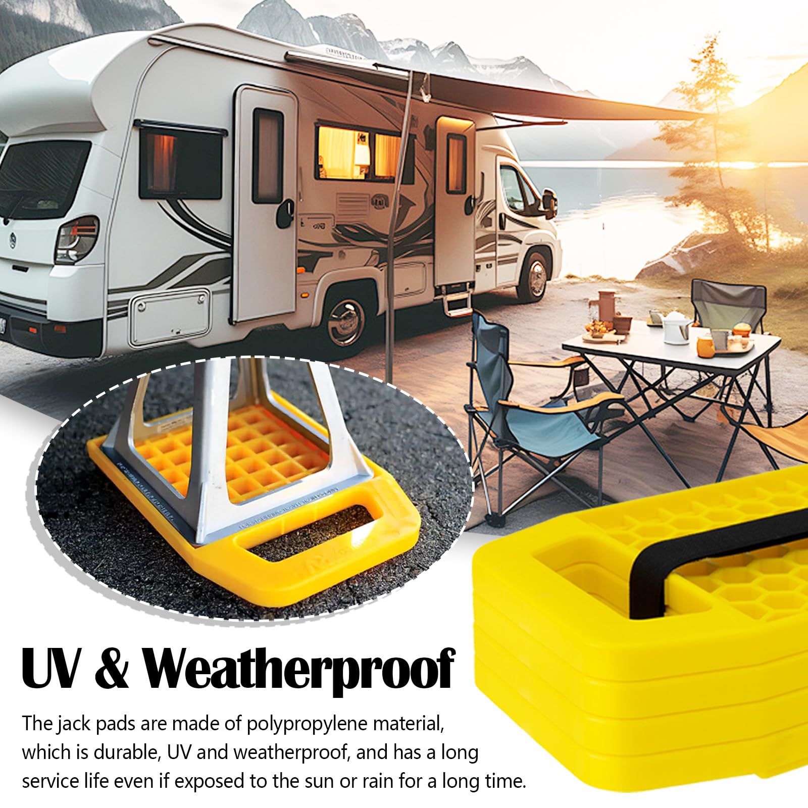 Set Di 4 Piastre Di Supporto Per Cric Camper Caravan, Blocco Livellamento Stabilizzatore Antiscivolo