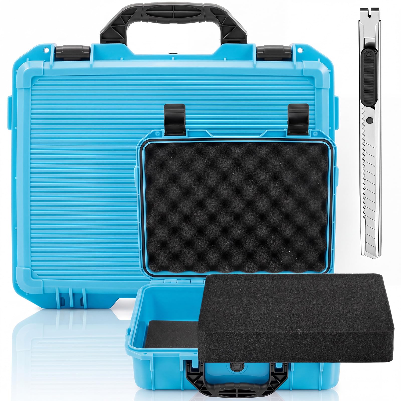 Relaxweex 13 x 9.5 x 4.1 Inch Hard Case, Stripe Shell, Sky Blue