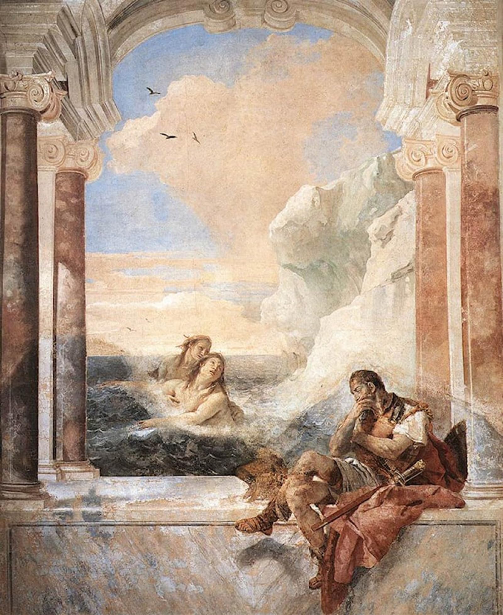 SERENDIPITP Vintage Picture Print on Canvas Wall Art Poster Thetis Consoling Achilles by Battista Tiepolo Artwork Print Poster for Wall Decor 60x90cm